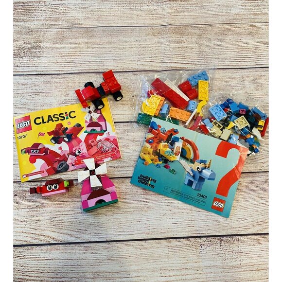 2 Lego Classic Sets Rainbow Pride Unicorn 10401 & Red & Pink 10707 Crab Car - Picture 1 of 3